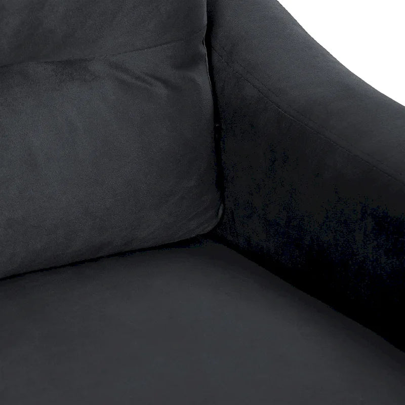 Schwarzes 76,7" Samt-3-Sitzer-Sofa mit Hartholzrahmen und hochdichtem Schaumstoff