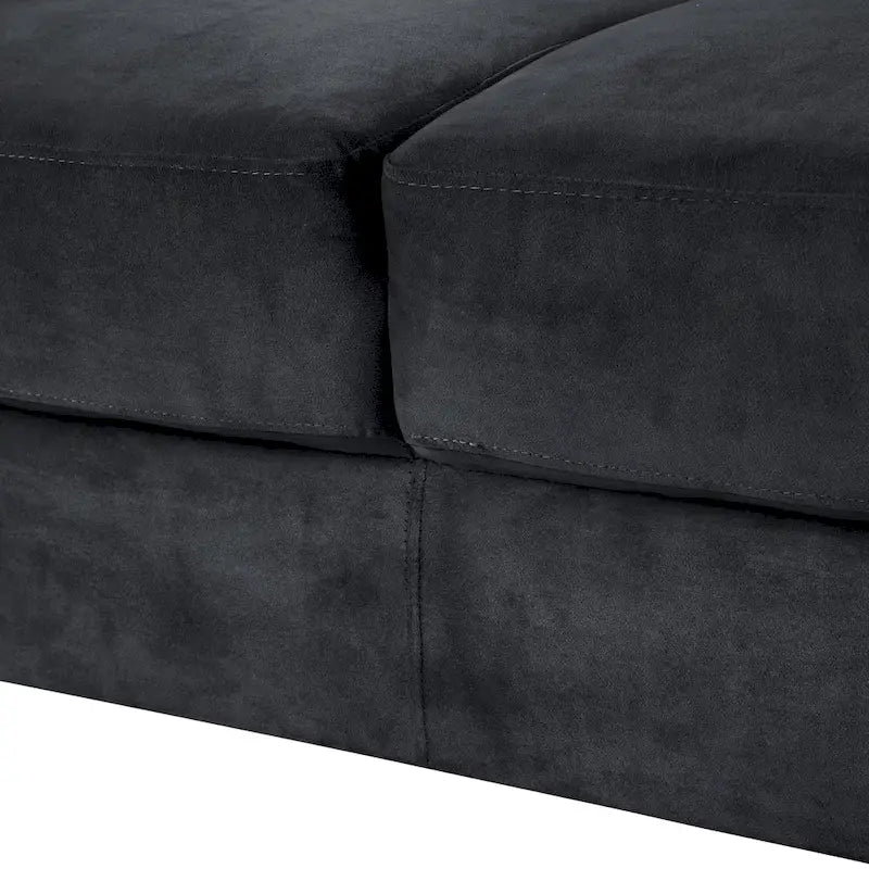 Schwarzes 76,7" Samt-3-Sitzer-Sofa mit Hartholzrahmen und hochdichtem Schaumstoff