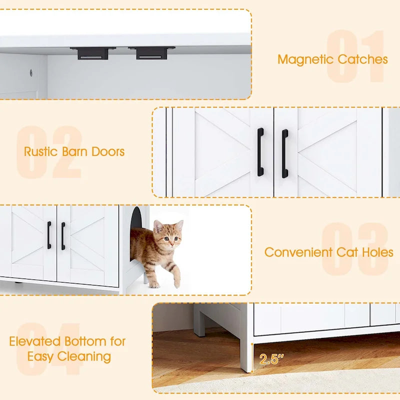 Katzentoiletten-Gehäuse für 2 Katzen mit Doppelzimmern Holzschrank