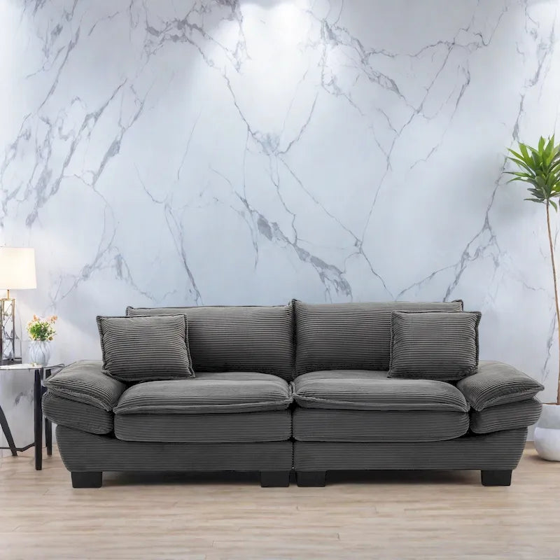 65,5 Polster-3-Sitzer-Sofa mit zwei Kissen und stabiler Konstruktion