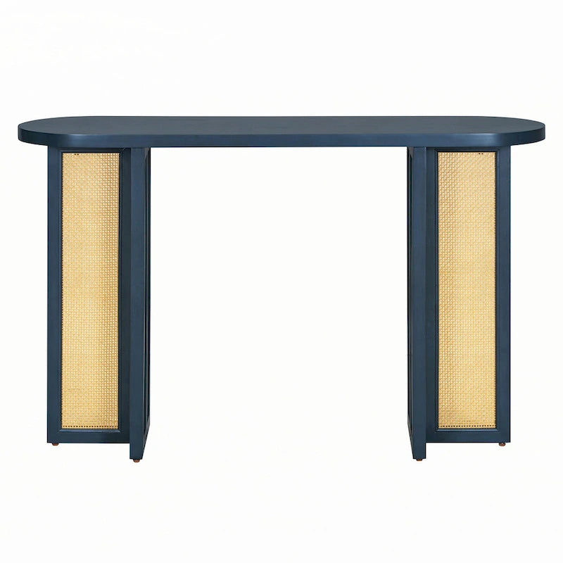 Bauernhaus Rattan Konsolentisch Beistelltisch, Marineblau