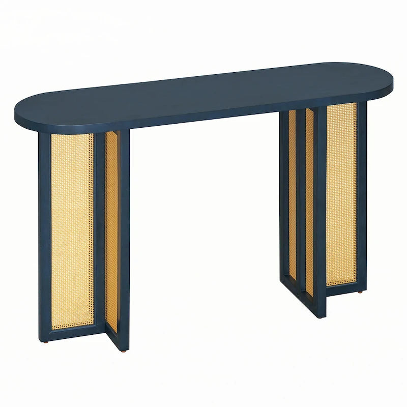 Bauernhaus Rattan Konsolentisch Beistelltisch, Marineblau