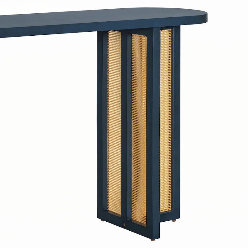 Bauernhaus Rattan Konsolentisch Beistelltisch, Marineblau