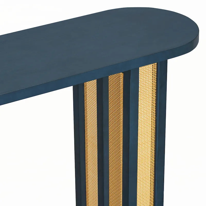 Bauernhaus Rattan Konsolentisch Beistelltisch, Marineblau