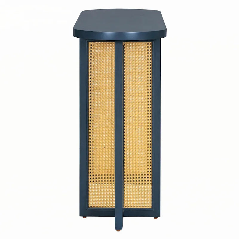 Bauernhaus Rattan Konsolentisch Beistelltisch, Marineblau