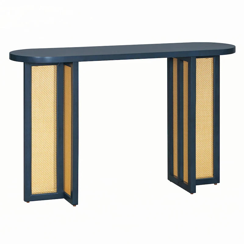 Bauernhaus Rattan Konsolentisch Beistelltisch, Marineblau