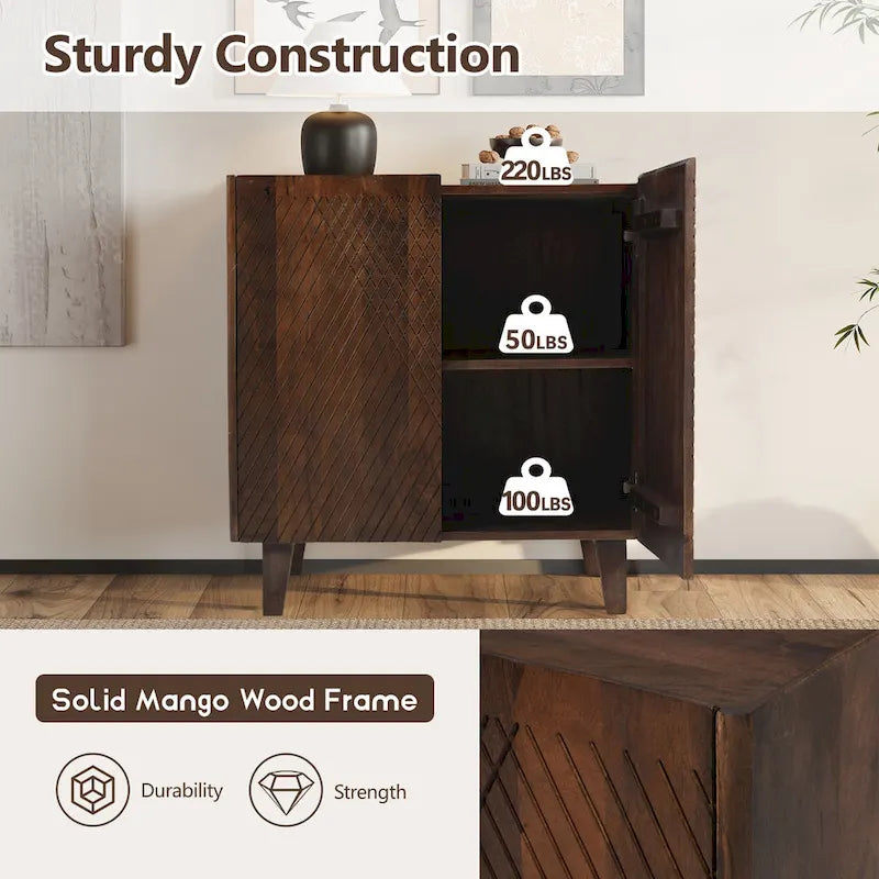 Akzent-Holzschrank mit Stauraum und verstellbarem Regal für das Esszimmer