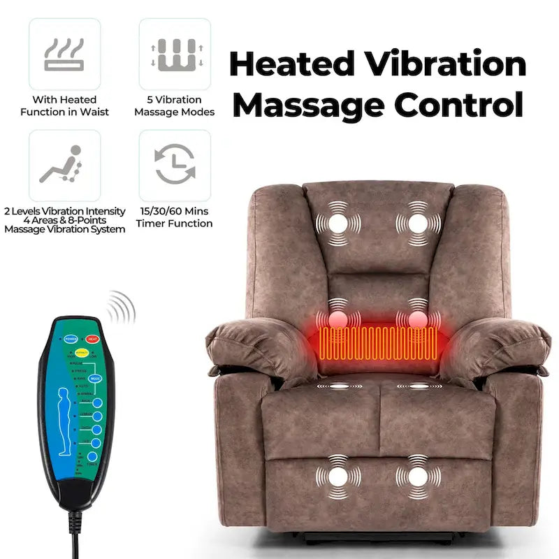 Moderner elektrischer Relaxsessel mit Hebehilfe, Massagefunktion, Lendenwirbelheizung und Timer-Einstellung für Senioren