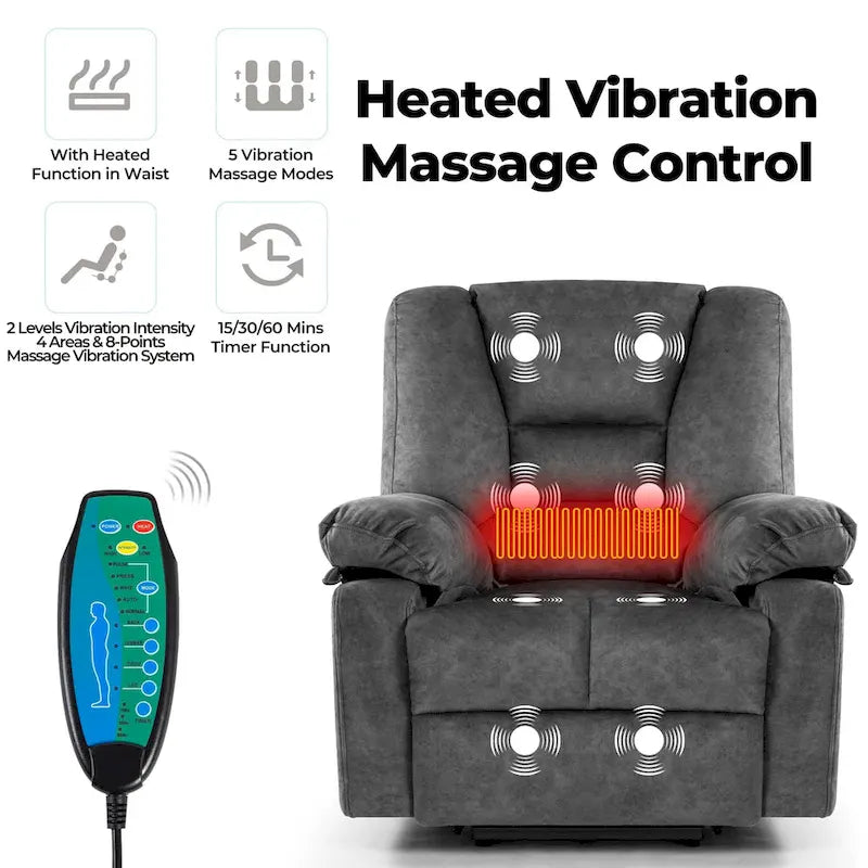 Moderner elektrischer Relaxsessel mit Hebehilfe, Massagefunktion, Lendenwirbelheizung und Timer-Einstellung für Senioren