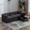 87.7 Stoff-Viersitzer-Sektionssofa mit beweglichem Ottoman, 2 USB-Anschlüssen und 2 Lendenkissen, ideal für das Wohnzimmer