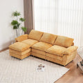 Gelbes 101,6" Chenille L-förmiges Ecksofa mit Ottoman