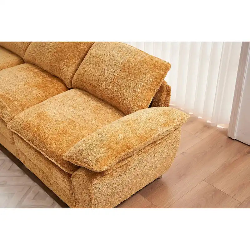 Gelbes 101,6" Chenille L-förmiges Ecksofa mit Ottoman