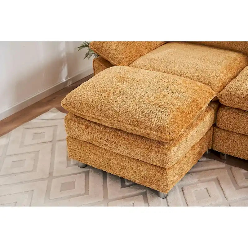 Gelbes 101,6" Chenille L-förmiges Ecksofa mit Ottoman