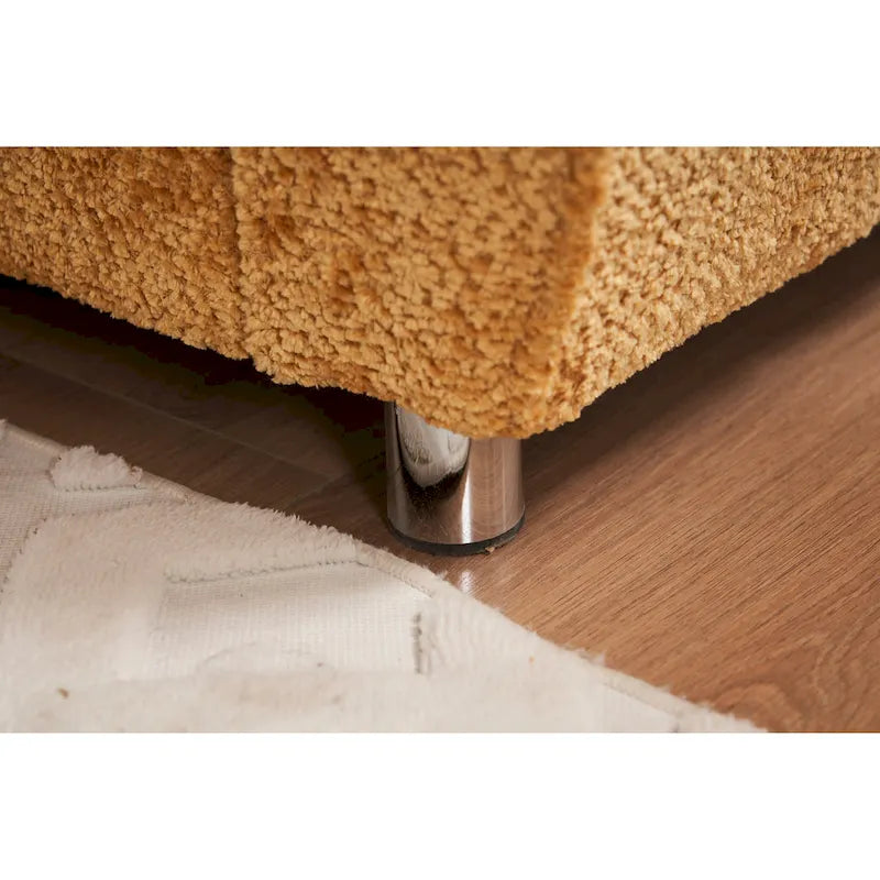 Gelbes 101,6" Chenille L-förmiges Ecksofa mit Ottoman