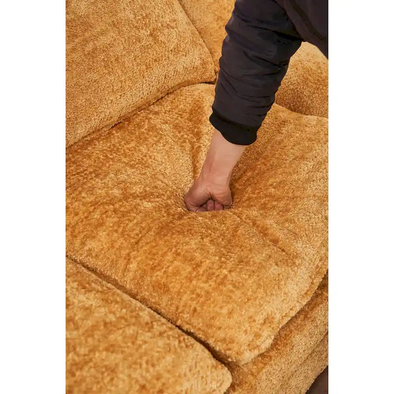 Gelbes 101,6" Chenille L-förmiges Ecksofa mit Ottoman