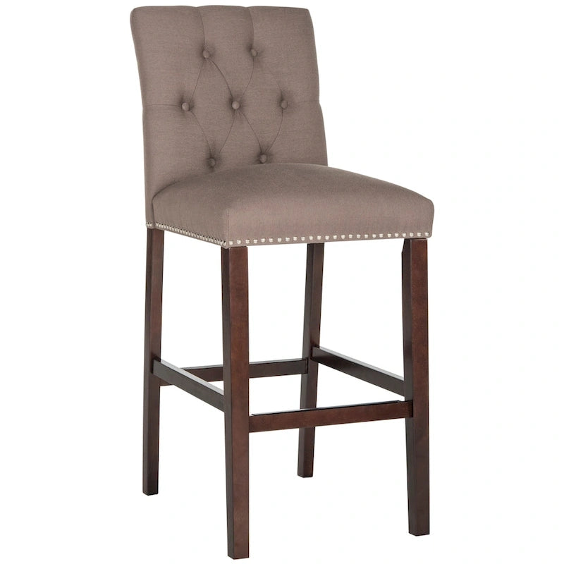 31,5" Barhocker mit getuftetem Bezug und Espresso-Beinen (2er-Set)