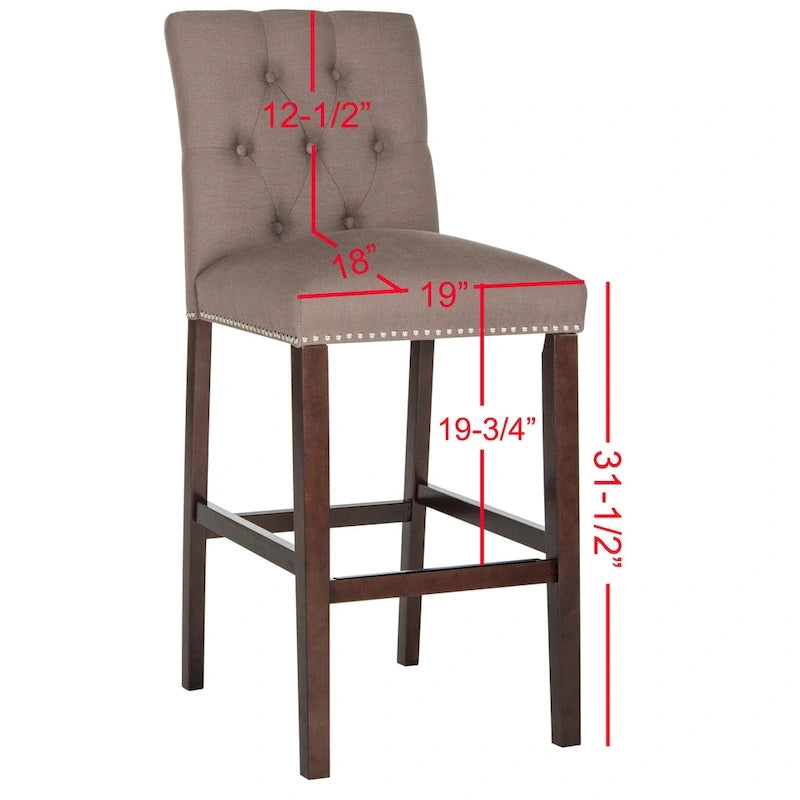 31,5" Barhocker mit getuftetem Bezug und Espresso-Beinen (2er-Set)