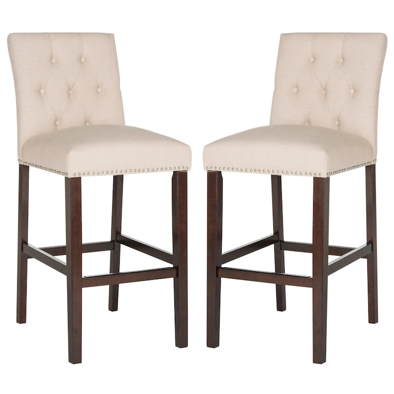 31,5" Barhocker mit getuftetem Bezug und Espresso-Beinen (2er-Set)