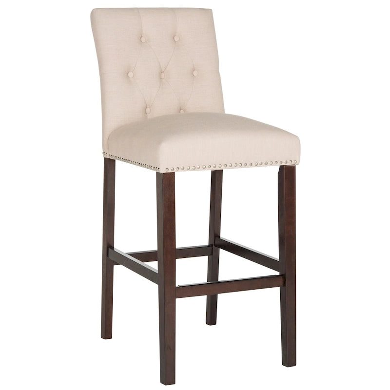 31,5" Barhocker mit getuftetem Bezug und Espresso-Beinen (2er-Set)