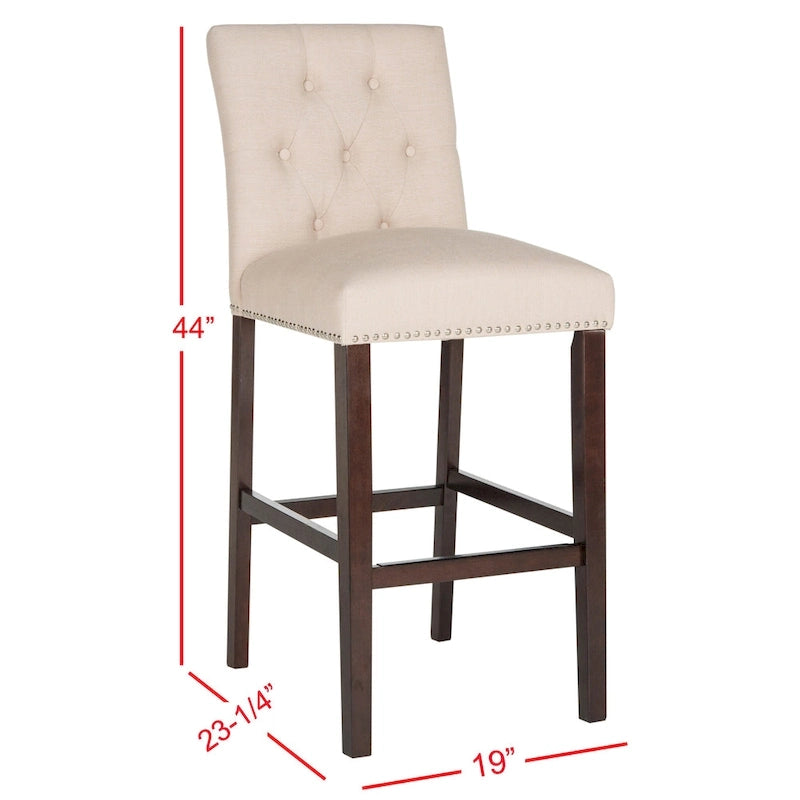 31,5" Barhocker mit getuftetem Bezug und Espresso-Beinen (2er-Set)