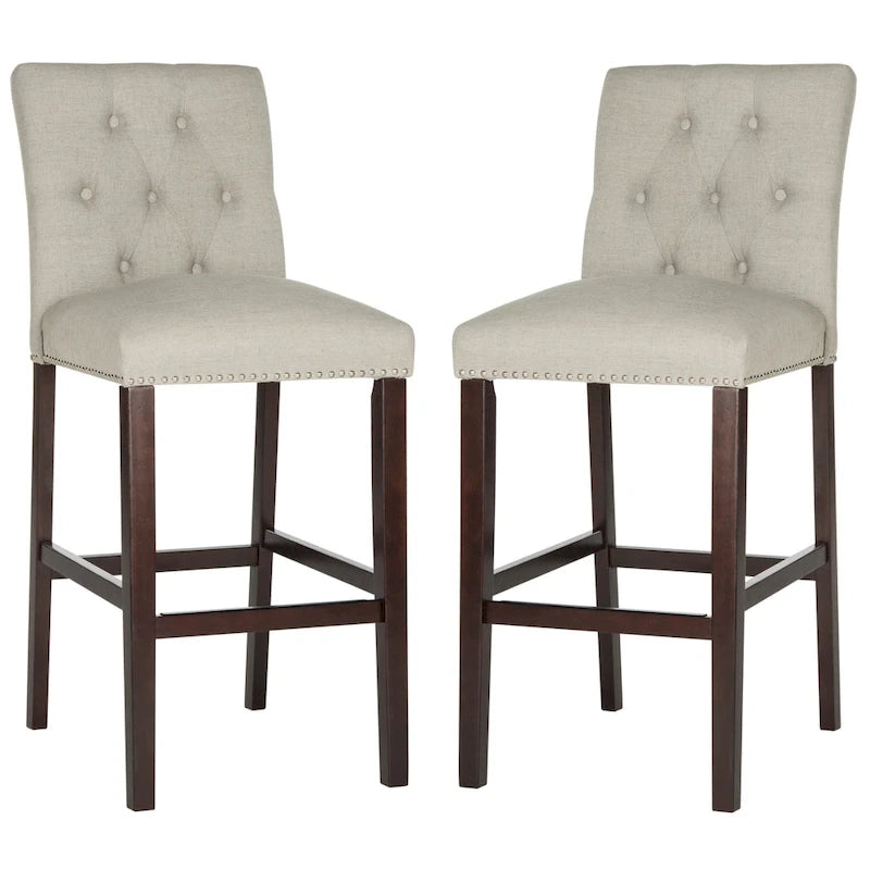 31,5" Barhocker mit getuftetem Bezug und Espresso-Beinen (2er-Set)