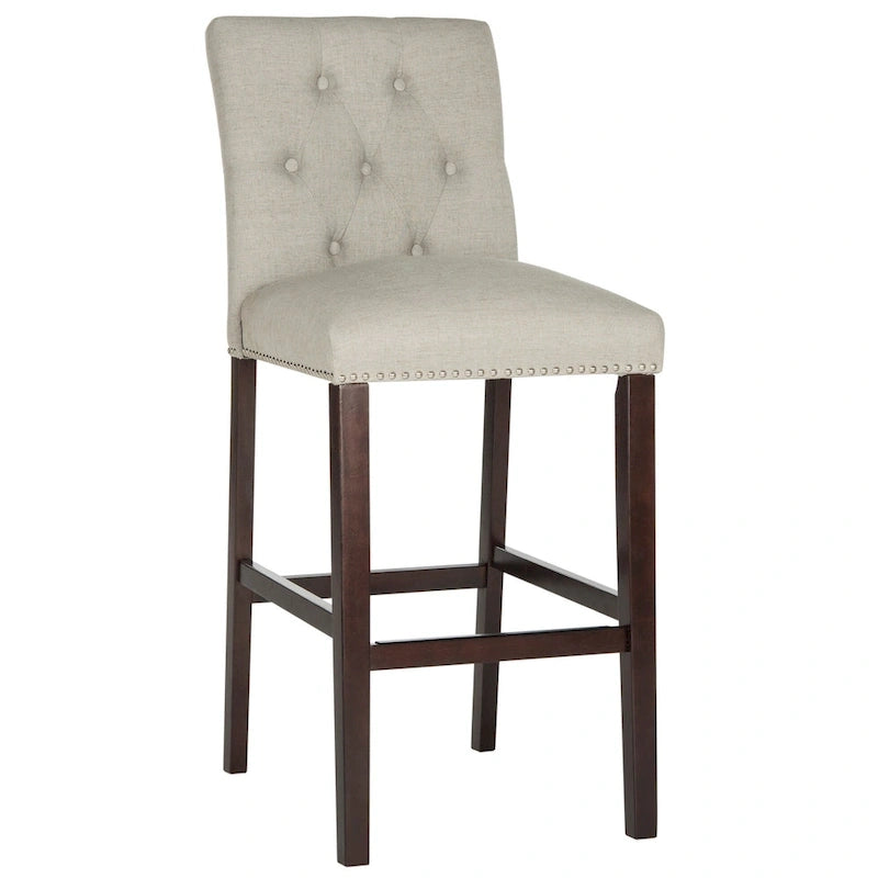 31,5" Barhocker mit getuftetem Bezug und Espresso-Beinen (2er-Set)