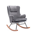 Mid-Century Modern Schaukelstuhl, Samt, Kautschukholz und Stahlbeine