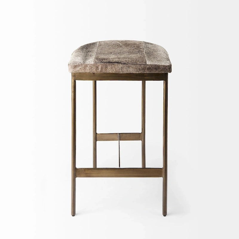 Barhocker mit Sitz aus echtem schwarzem Leder und vernickeltem Metallgestell