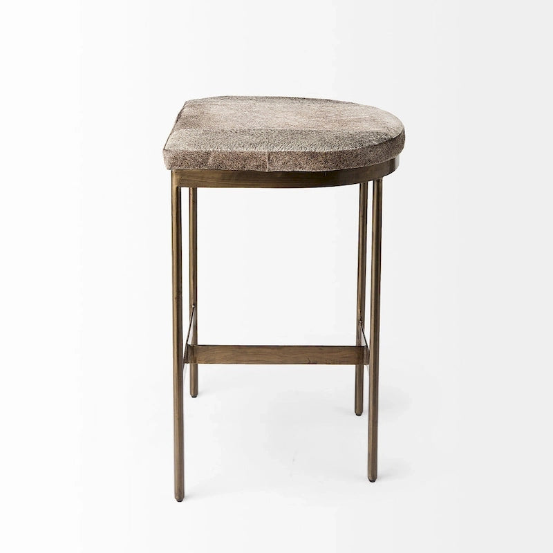 Barhocker mit Sitz aus echtem schwarzem Leder und vernickeltem Metallgestell