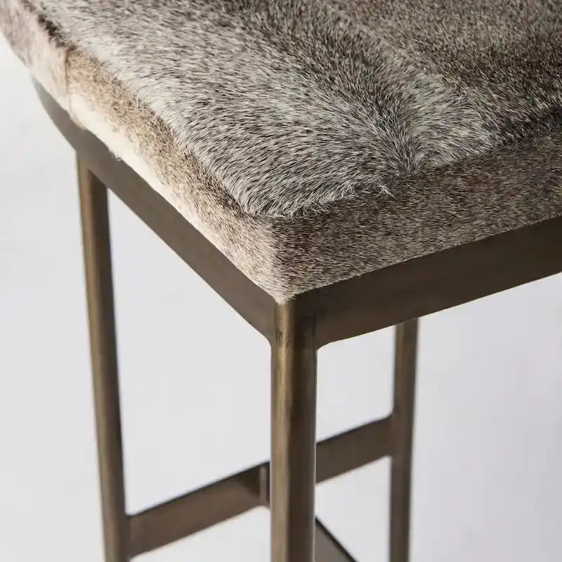 Barhocker mit Sitz aus echtem schwarzem Leder und vernickeltem Metallgestell