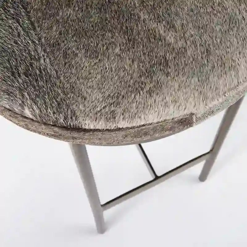 Barhocker mit Sitz aus echtem schwarzem Leder und vernickeltem Metallgestell