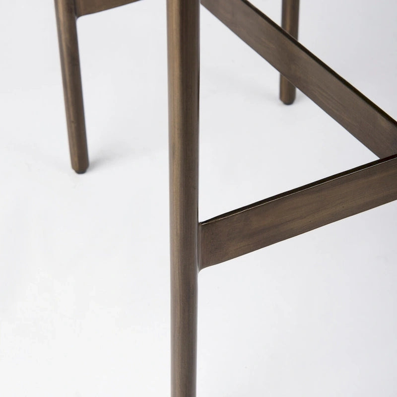 Barhocker mit Sitz aus echtem schwarzem Leder und vernickeltem Metallgestell