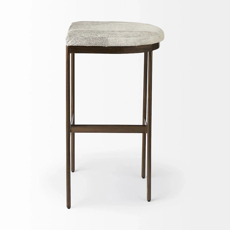 Barhocker mit Sitz aus echtem schwarzem Leder und vernickeltem Metallgestell