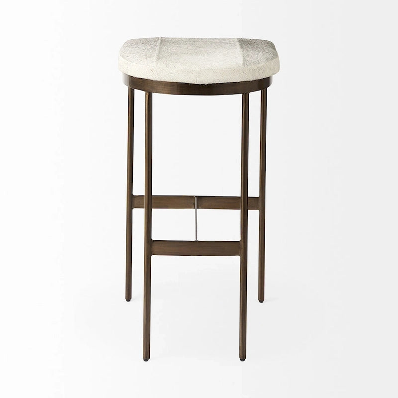Barhocker mit Sitz aus echtem schwarzem Leder und vernickeltem Metallgestell