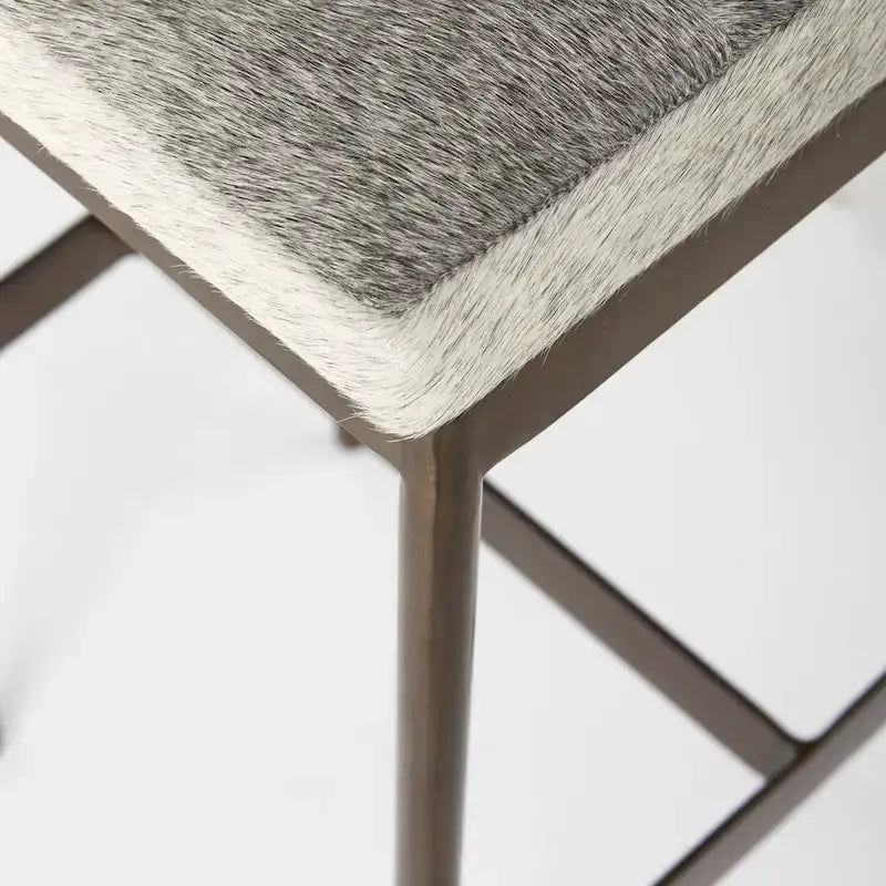 Barhocker mit Sitz aus echtem schwarzem Leder und vernickeltem Metallgestell
