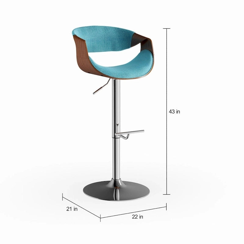 Verstellbarer Barhocker im Mid-Century Modern Stil mit Akzenten aus Walnussholz