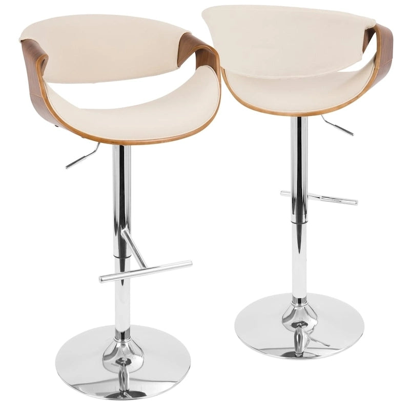 Verstellbarer Barhocker im Mid-Century Modern Stil mit Akzenten aus Walnussholz