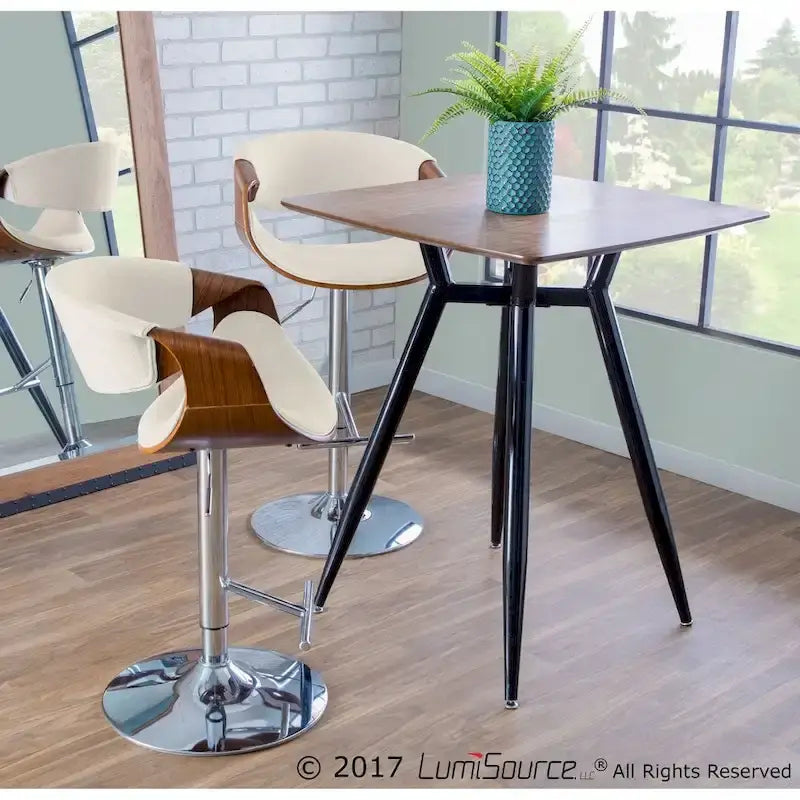 Verstellbarer Barhocker im Mid-Century Modern Stil mit Akzenten aus Walnussholz