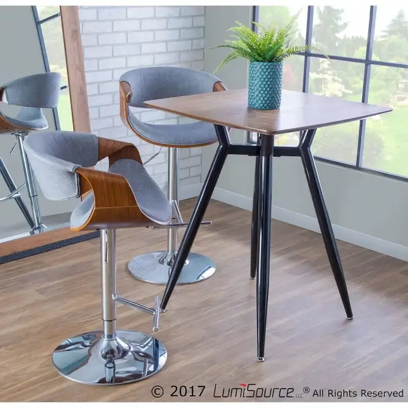 Verstellbarer Barhocker im Mid-Century Modern Stil mit Akzenten aus Walnussholz