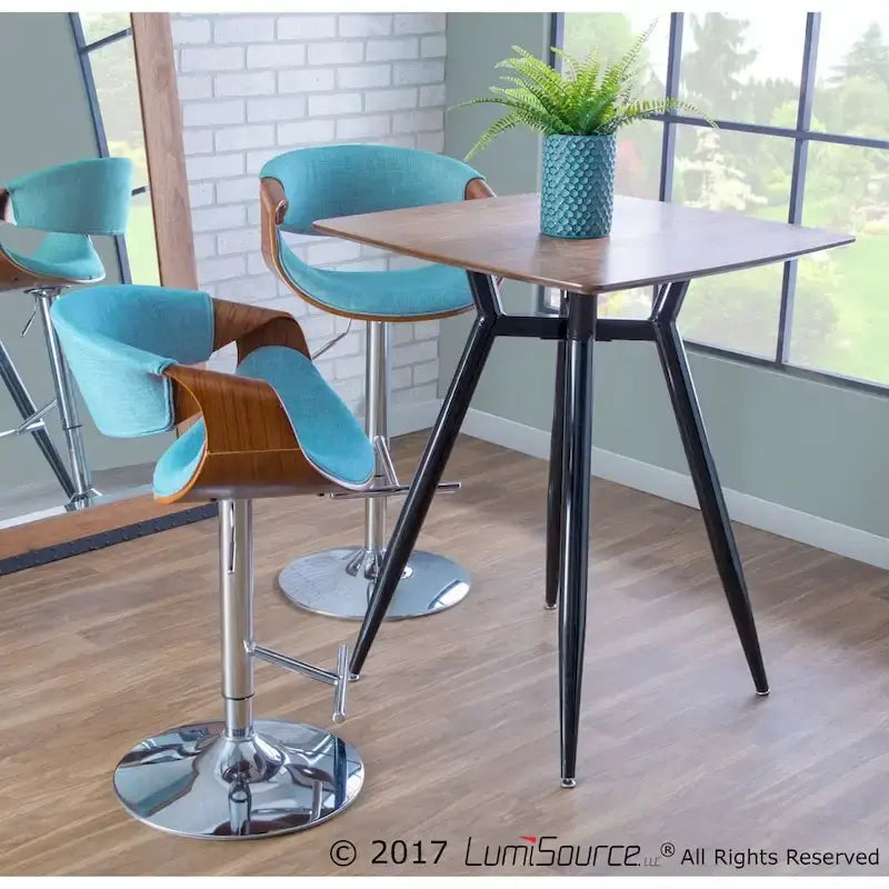 Verstellbarer Barhocker im Mid-Century Modern Stil mit Akzenten aus Walnussholz