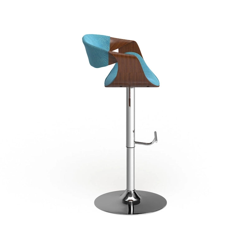 Verstellbarer Barhocker im Mid-Century Modern Stil mit Akzenten aus Walnussholz