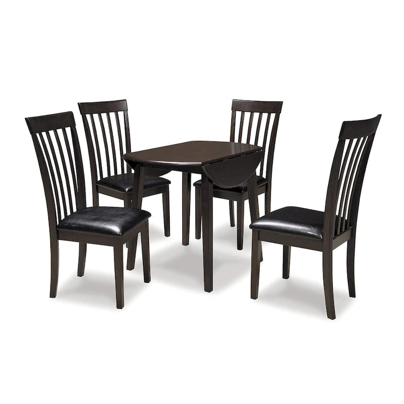 Dunkelbraunes 5-teiliges Esszimmer-Set mit Klapptisch