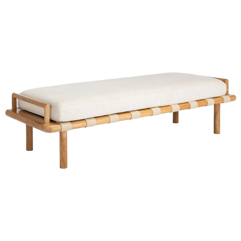 Teakbank mit Kissen - 178 cm B x 66 cm T x 48 cm H