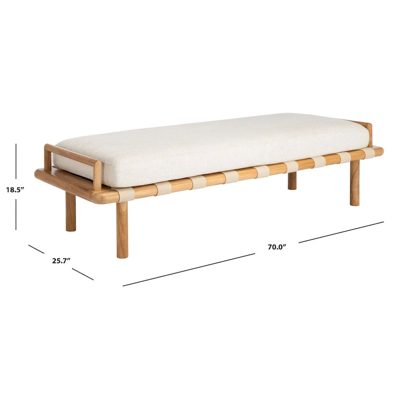 Teakbank mit Kissen - 178 cm B x 66 cm T x 48 cm H