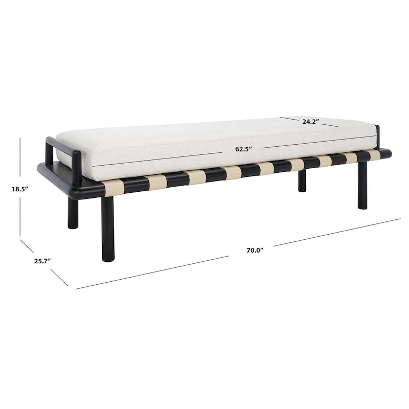 Teakbank mit Kissen - 178 cm B x 66 cm T x 48 cm H