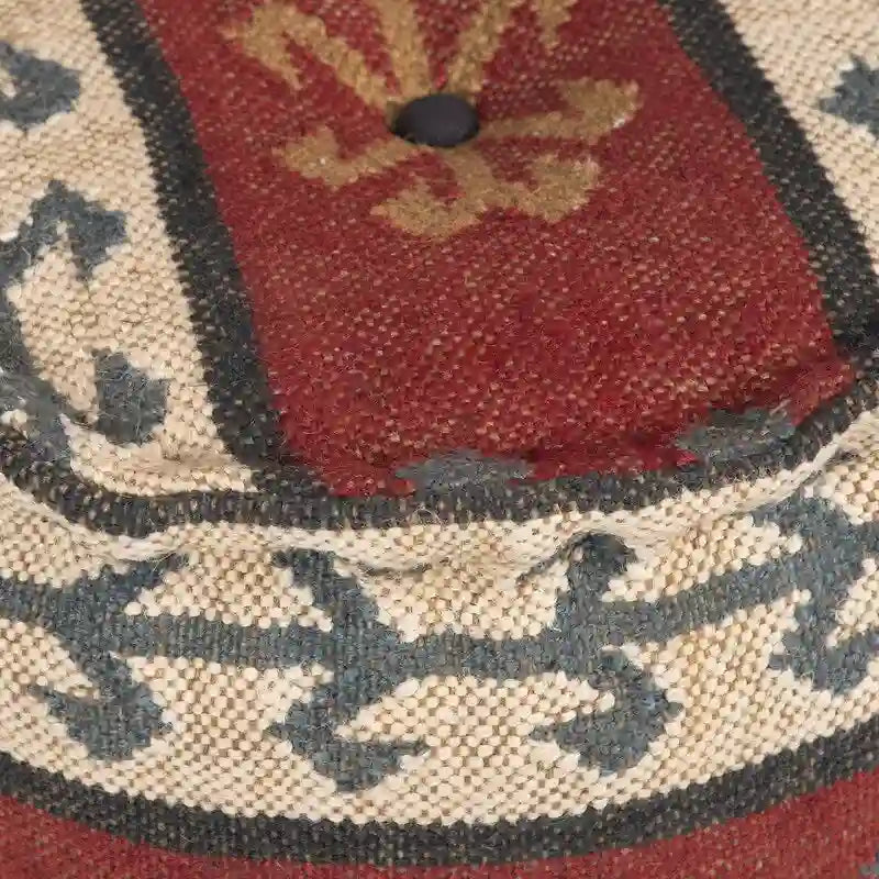 Handgefertigter Pouf aus Wolle und Jute