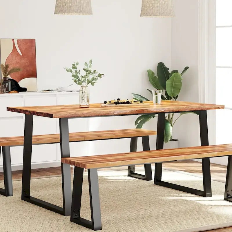 Esstisch mit Baumkante 200x90x75 cm Massivholz Akazie