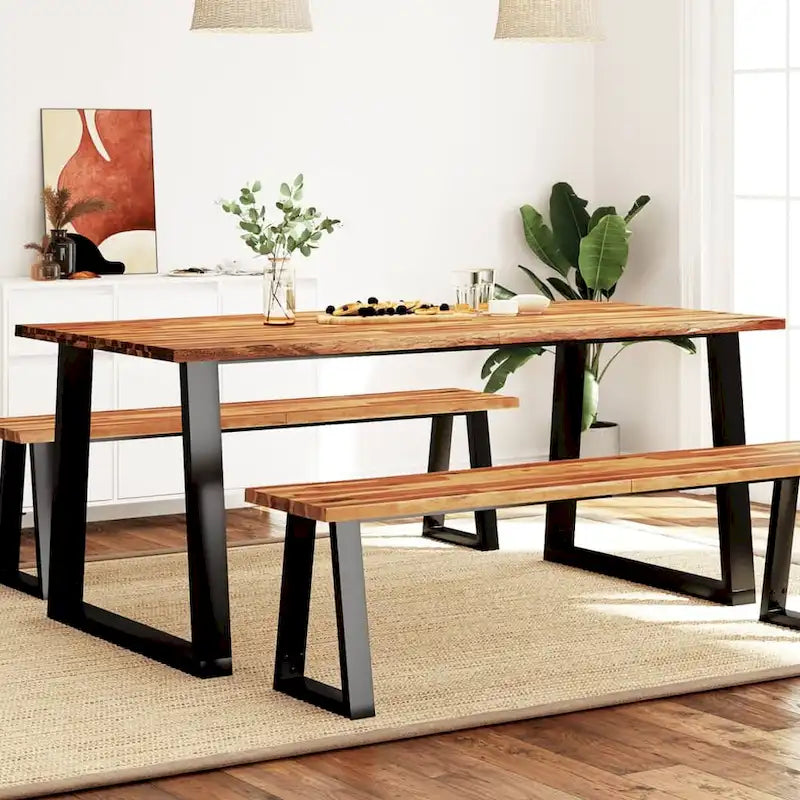 Esstisch mit Baumkante 200x90x75 cm Massivholz Akazie