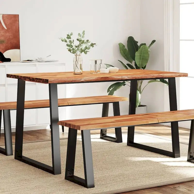 Esstisch mit Baumkante 200x90x75 cm Massivholz Akazie