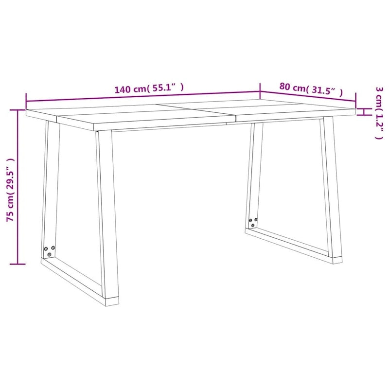 Esstisch mit Baumkante 200x90x75 cm Massivholz Akazie